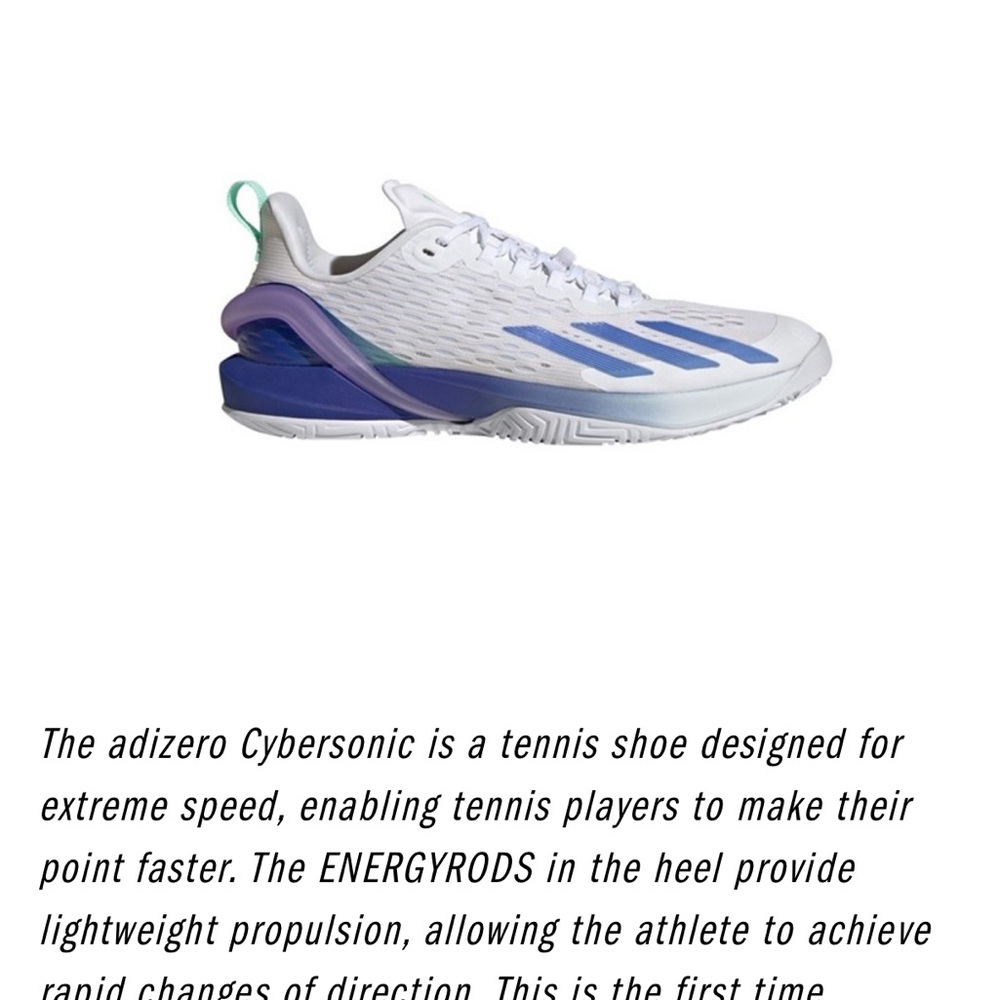 Adidas Adizero Cybersonic Tennis Shoes - White and Blue